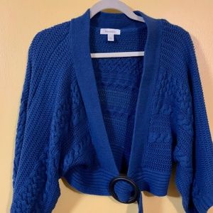Dressbarn Cropped Blue Knit Sweater